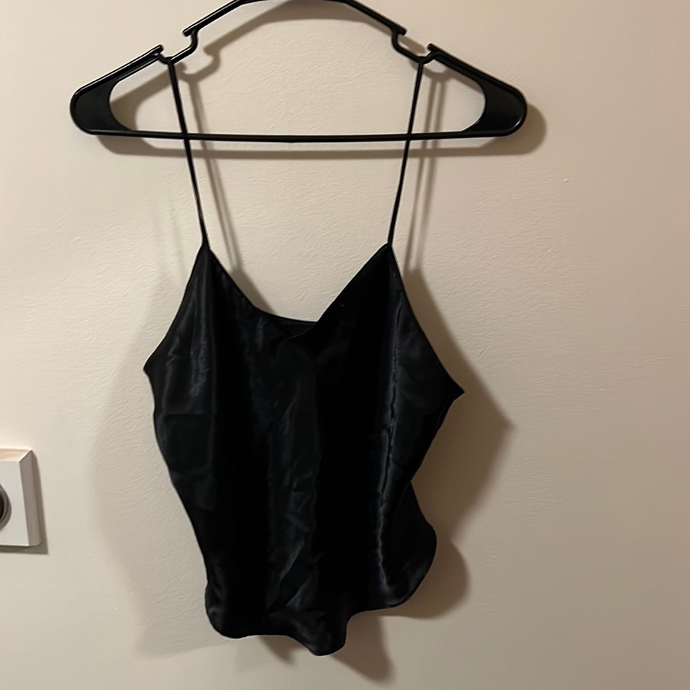 Small black silky crop top tank